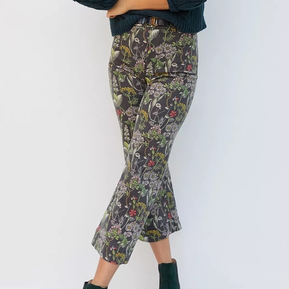 Anthropologie Pants - Anthropologie Pilcro  Water Lilly Ultra High rise Floral Wide Leg Cropped Jeans